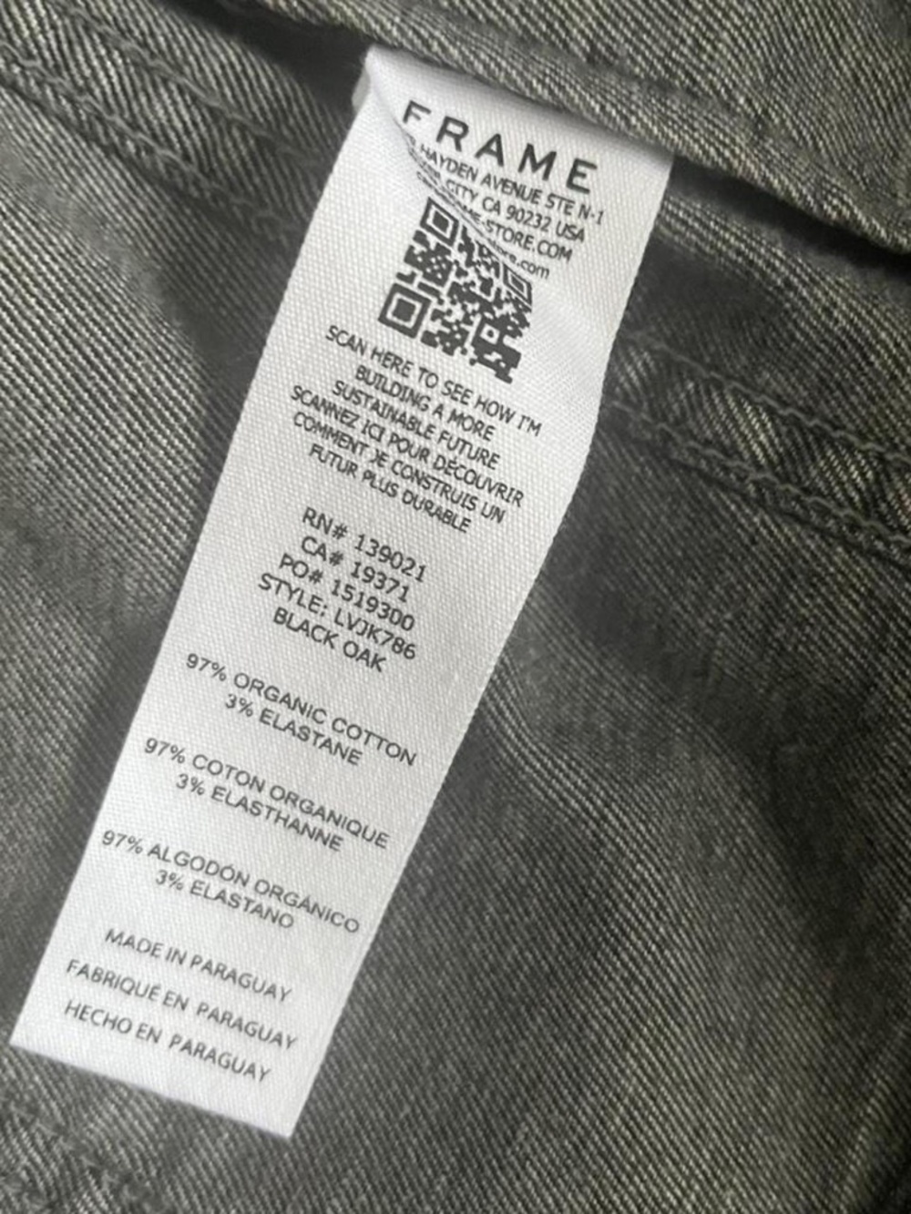 FRAME women’s le vintage organic cotton denim jacket in black oak - Picture 4 of 5